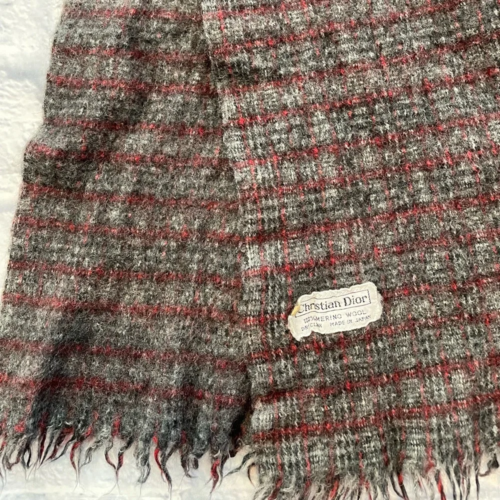 Christian Dior small wool plaid scarf wrap